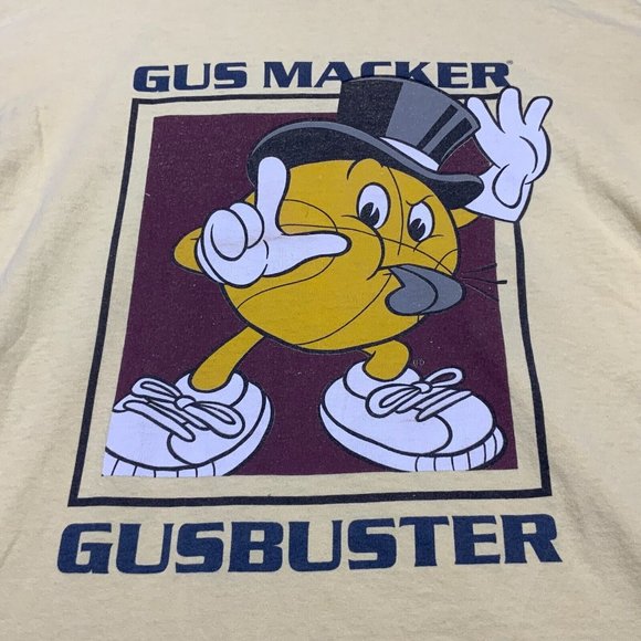 Vintage Gus Macker Shirt Mens Large Gusbuster Basketball Retro Yellow Faded 90s - Picture 5 of 12